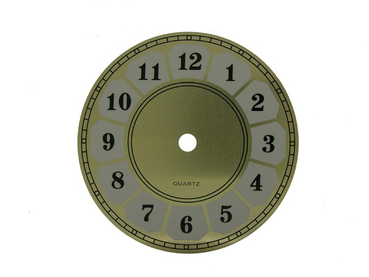CLOCK DIAL 125mm GOLD WHT NUMB